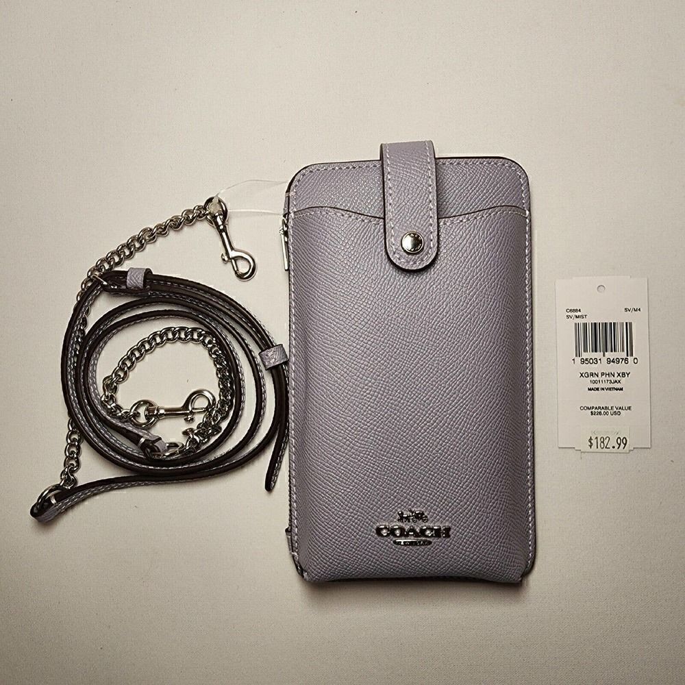 NWT Coach C6884 North/South Phone Crossbody In Crossgrain Mist Purple